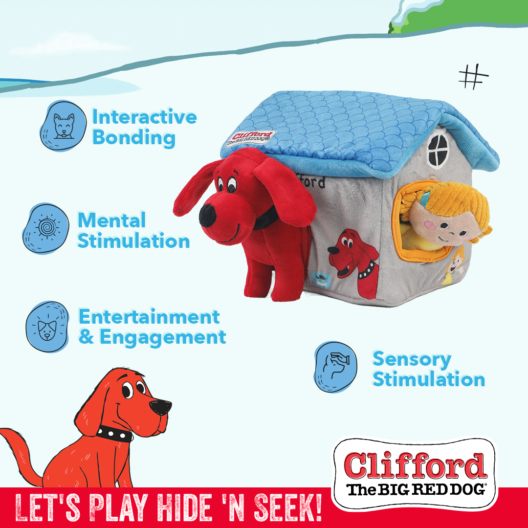 Clifford The Big Red House Puzzle Hide n' Seek 7.9-in Plush Dog Toy