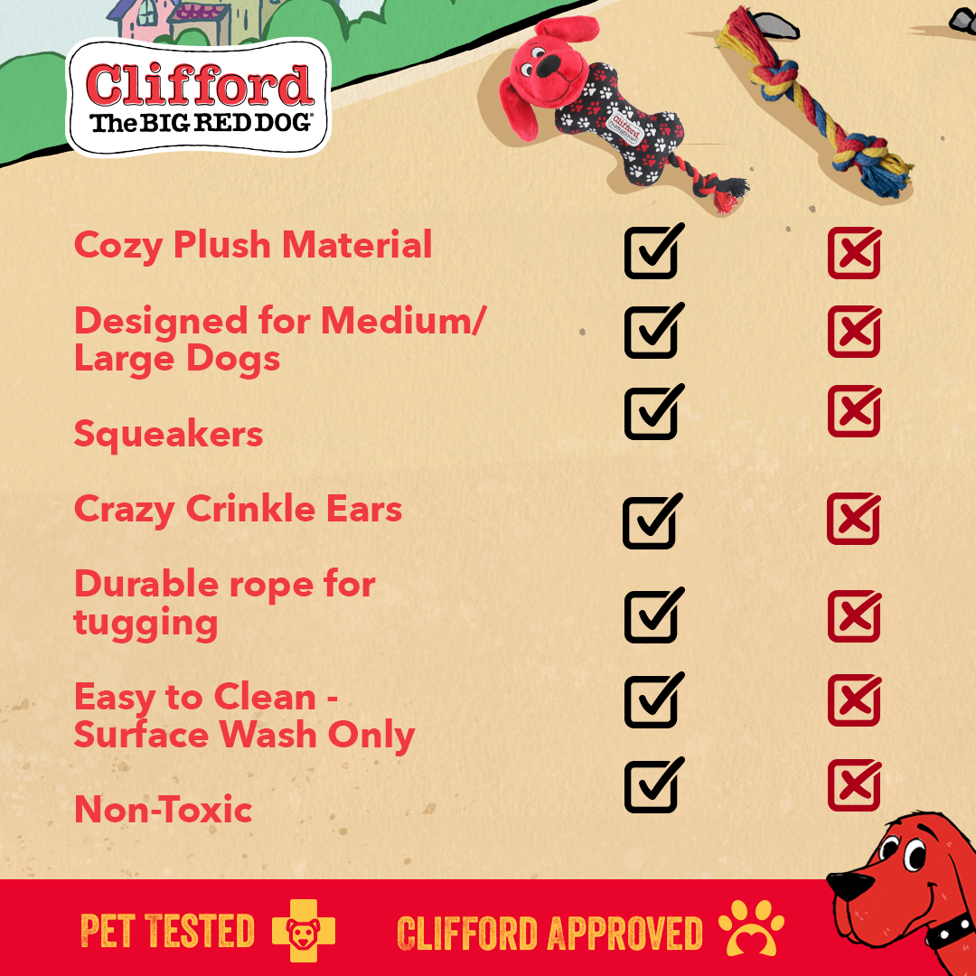 Clifford® Busy Body Rope n' Wrangle 15" Plush Dog Toy