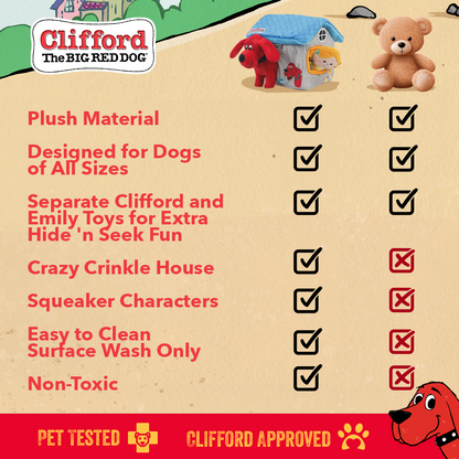 Clifford® Cozy House Puzzle Hide n' Seek 7.9" Plush Dog Toy